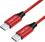 LogiLink USB-C 1.0m w braided red - kabel LogiLink USB-C - USB-C 3.1 1.0m M/M czerwony