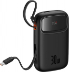 Powerbank Baseus QPow 2 10000mAh 30W z 2 built-in cables USB-C - czarny