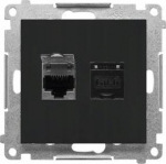 Contact-Simon Double Computer Socket RJ45 category 6, shielded with an anti-dust cover (module) czarny mat T62E.01/149