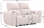Recliner sofa MATIAS 2-seater with electric mechanism, light beige