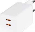 LogiLink Dual-USB GaN-Travel Charger 65W USB-C/USB wei&szlig;
