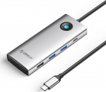 Orico USB-C 8w1 | 2x USB-A 3.0 | 1x USB-A 2.0 | 1x USB-C 3.0 | 1x USB-C PD 100W | 1x HDMI 4K 60Hz | 1x VGA 1080P 60Hz | 1x RJ45 Gigabit Ethernet - Silver