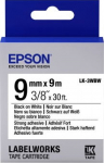 EPS Epson LK-3WBW (C53S653007) Label Tape Cartridge, Strong Adhesive, Black on White 9mm, 9m