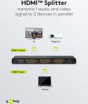 Wentronic HDMI Splitter 1 to 2 (4K @ 60 Hz) - splits 1x HDMI input signal into 2x HDMI output