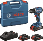 BOS Bosch Cordless Drill GSR 18V-45 Professional 18Volt blue/schwarz 3x Li-Ion battery
