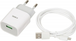 Power charger iBOX C-41 USB 2A, 1 USB port, microUSB cable, White