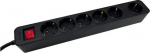 M-Cab SOCKET STRIP 6S PVC 3M BK ECO, 16A/3680W