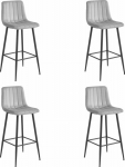 Leobert POZZA stool - silver gray velvet / black legs x 4