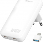4smarts Charger FlatPlug Dual 45W GaN 2xUSB-C White