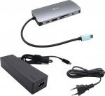 I-TEC USB-C Metal Dock 1xHDMI 1xVGA 1xSD+1xmicroSD Card reader 1xGLAN 1xAudio/Mic 3xUSB 3.1 1xUSB-C Data 1xUSB-C PD + Charger 100W