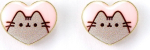 The Carat Shop Ltd Carat Shop Pusheen - The Cat Pink Enamel and Gold Heart Stud Earrings (PTCE0104)