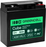Greencell AGM VRLA 12V 18Ah maintenance-free battery for cash registers toys cameras (181x77x167mm)