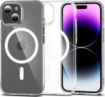 Kaitse&uuml;mbris FlexAir Hybrid MagSafe, Apple iPhone 15, l&auml;bipaistev valge MagSafe ringiga, Tech-Protect