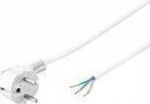 MicroConnect Power Cord 5m Schuko/Open, Angled Schuko/opend end,white
