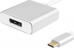Helos PREMIUM - USB/DisplayPort-Adapter - USB-C (M) bis DisplayPort (W) - USB 3.1 / DisplayPort 1.2 - 10 cm - 4K Unterst&uuml;tzung - Silber
