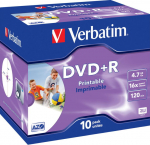 1x10 Verbatim DVD+R 4.7GB Jewel 16x Speed, printable