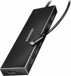 Axagon Seven-port USB 3.2 Gen 1 hub with charging support. Connector for external power supply. USB-C cable 30 cm