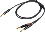 PROEL 6.3mm stereo male - 2 x 6.3mm mono male, 5m, black