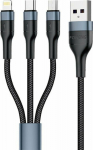 Kabel USB Foneng USB-A - USB-C + micro-B + Lightning 1 m Czarny (X51 3 in 1 / Black)