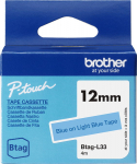 Kleepkirjalint Brother BTAG-L33 helesinine, sinine tekst, laius 12mm mudelitele PT-N10, N20, N25