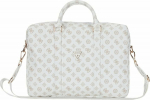 Bag Guess 4G Peony Front Pocket Zipper Triangle Logo 16" white