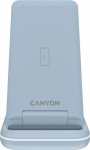 Loader Canyon CANYON WS-304, Foldable&nbsp; 3in1 Wireless charger, with touch button for Running water light, Input 9V/2A,&nbsp; 12V/1.5AOutput 15W/10W/7.5W/5W, Type c to USB-A cable length 1.2m, with QC18W EU plug,132.51*75*28.58mm, 0.168Kg,Blue