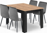 Malys Group Table set NP 120x80 Craft Czarny + 4 LAVA chairs gray