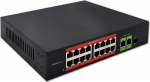 Qoltec Network switch SWITCH FAST Ethernet PoE | 16x RJ45 10/100 Mb/s | 2x RJ45 Uplink 1000 Mb/s | 1x SFP 1000Mb/s