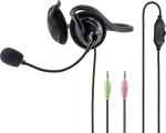 K&otilde;rvaklapid+mikrofon Hama NHS-P100 PC Office Stereo Headset with Neckband/kaelale, 30mm black/must, 4-pin 3.5mm, adapter 2x3.5mm, 2m