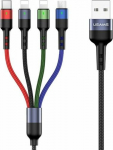 Kabel USB Usams USB-A - USB-C + microUSB + 2x Lightning 0.35 m Czarny (63754-MP)