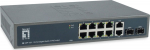 LevelOne PoE+Switch 8xGE PoE/2xGE/2xSFP 150W 19"unman.Metall