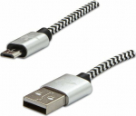 Kabel USB Logo USB-A - microUSB 1 m Black and white