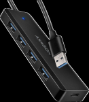 AXAGON HUE-C1A 4x USB3.2 Gen 1 Travel hub, USB-C power IN, w. 20cm Type-A cable