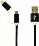 Kabel USB Vega USB-A - microUSB + Lightning Czarny (17805)