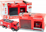 LeanToys Garage Base Fire Station Truck 1:32 Walkie Talkie Lights Sounds LEAN Toys