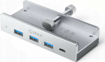 ORICO HUB clamp mounted input: USB-C / output: 3x USB-A 3.0 + 1x USB-C 3.0 - srebrny