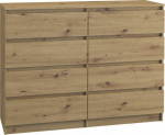 Topeshop LARGE CHEST OF MALVA M8 120CM DĄB ARTISAN 8 DRAWER