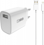 2GO Ladeger&auml;t 10.5W 1x USB-A with. Lightning Kabel - wei&szlig;