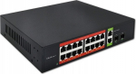 Qoltec Network switch SWITCH Gigabit Ethernet PoE | 16x RJ45 | 2x RJ45 Uplink | 2x SFP | 1000Mb/s