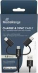 MediaRange 3-in-1 Kabel, micro USB, USB-C und Lightning, sw