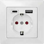 Logilink Concealed outlet, 1x CEE 7/3, 1x USB-A, 1x USB-C