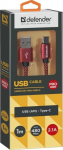 KIN Kabel USB Defender USB-A - USB-C 1 m Czerwony (87813)