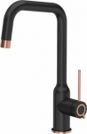 Kitchen faucet Quadron Natalie Q LINE SteelQ standing black with elements finished with copper (84818011)