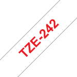 Brother TZE-242 LAMINATED TAPE 18MM 8M, RED ON WHITE