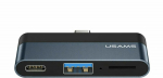 Adapter USB Usams US-SJ491 USB-C - USB-A + USB-C Czarny (6958444945620)