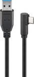 Wentronic Goobay USB-C auf USB A 3.0 Kabel 90&deg;, schwarz, 3 m - USB 3.0-Stecker (Typ A) > USB-C - Stecker (66504)