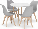 Leobert KAMI round table set 80 white + 4 MARK chairs gray