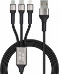 Kabel USB Blue Star USB-A - USB-C + micro-B + Lightning 1.2 m Czarny