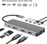 RoGer MST Dock Station 12in1 Lite USB-C to 2x HDMI / 4x USB3.0 / SD/TF / VGA / LAN