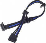 SilverStone 4-Pol-Molex zu 4x SATA Kabel, 300mm - schwarz/blue
